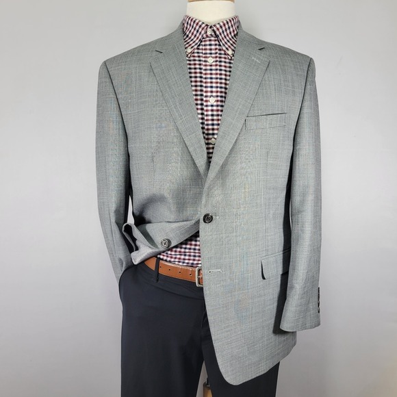 Chaps Men's Sport Coat Blazer Two Button‎ Gray Polyester Blend Rayon Size 44R